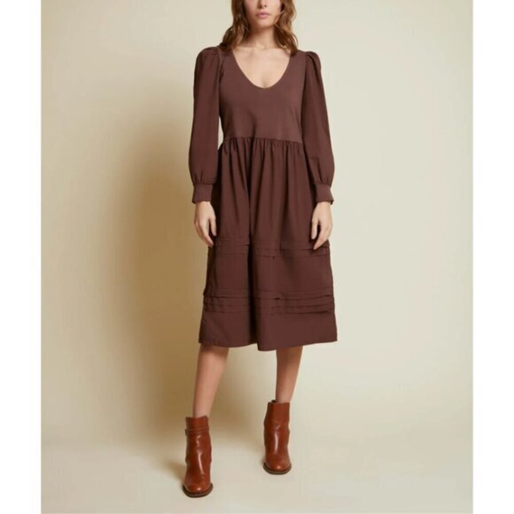 Nation LTD‎ Mahal Peasant Combo Dress Cotton Jersey & Poplin Tiered Skirt Sz L